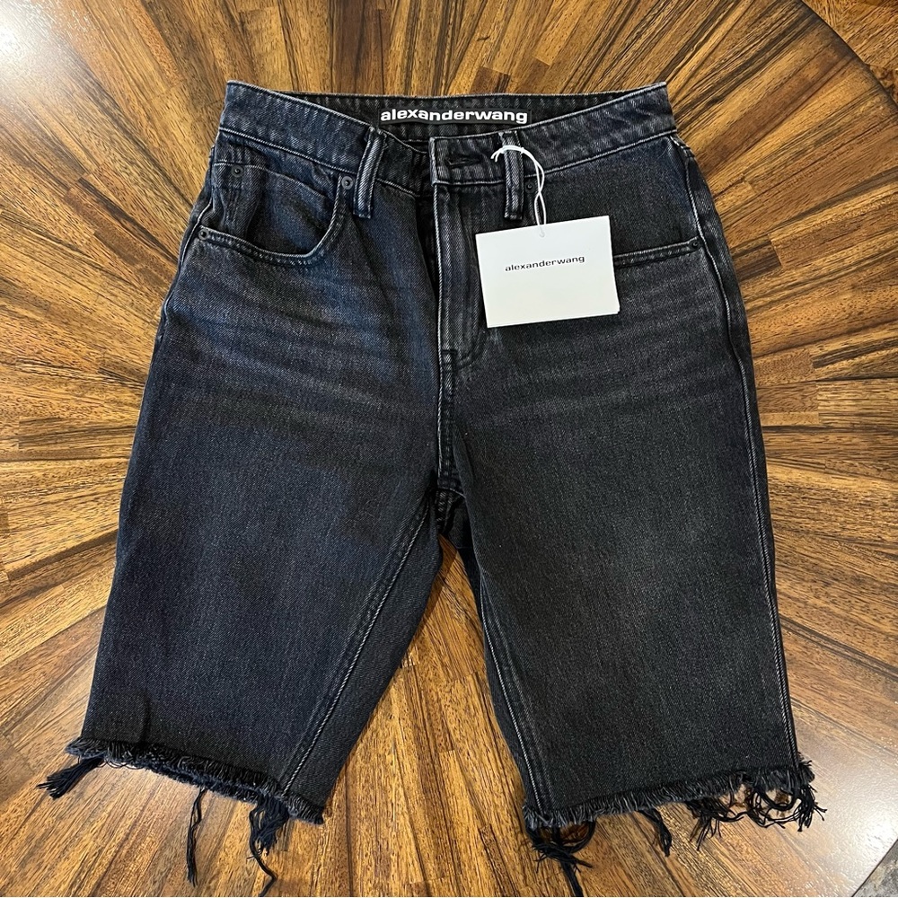 NWT Alexander Wang bike shorts jeans in grey size 25